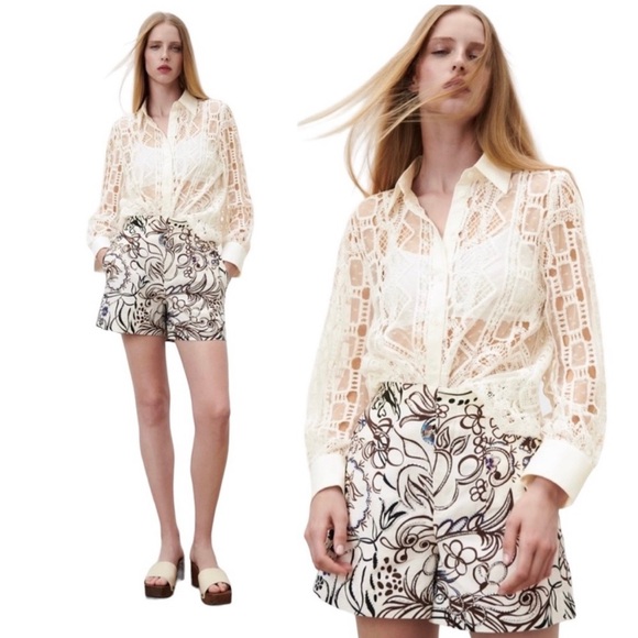 ZARA PRINTED HIGH WAISTED JEWEL EMBELLISHED SHORTS BLOGGERS FAV XS - Picture 3 of 6